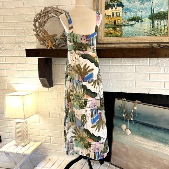 Marfino, Gorgeous Soft & Flowy Viscose Dress, Pelourinho Print, Side Zip, Size M - Picture 14 of 14